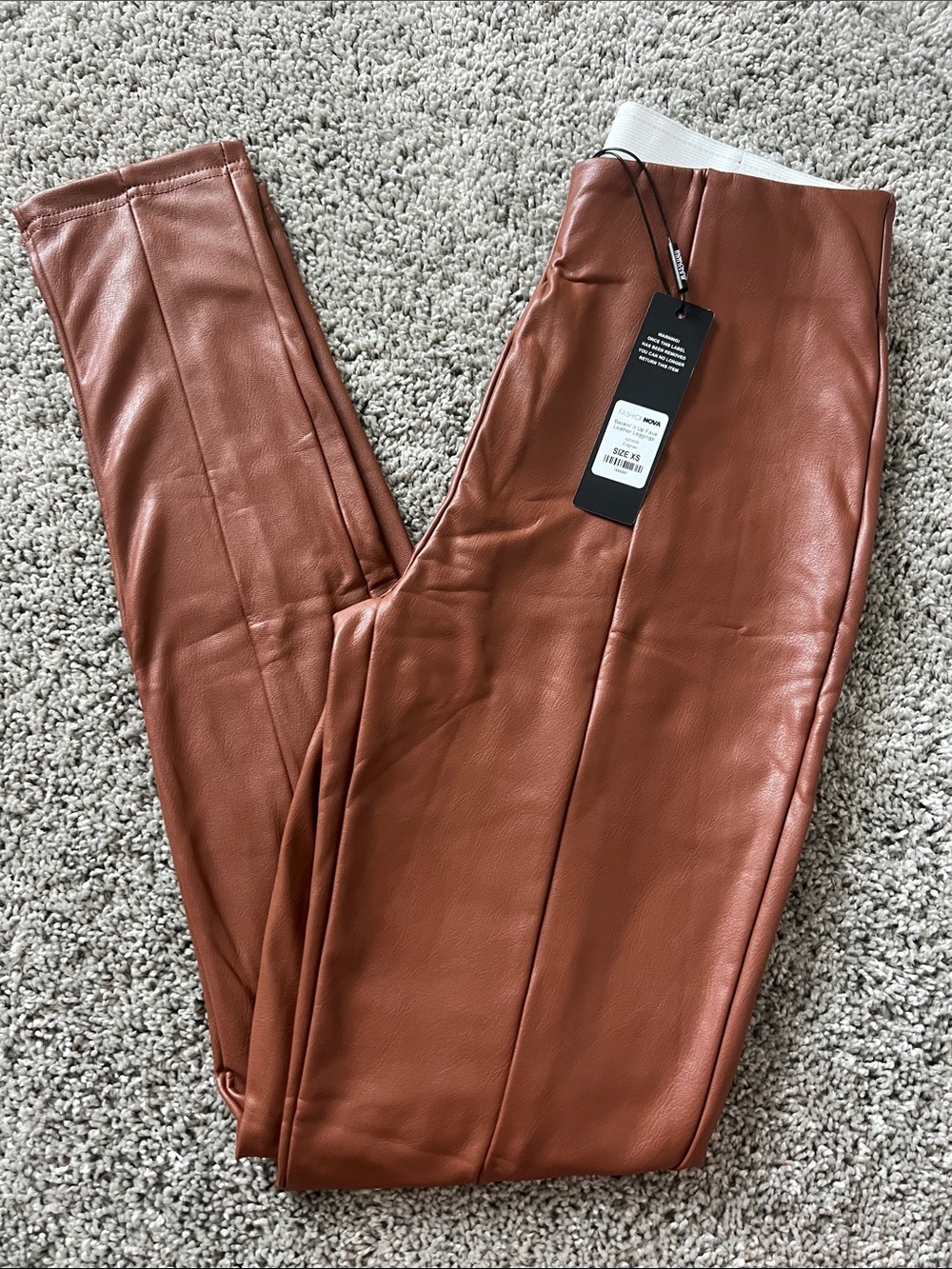 Fashion Nova Rust Brown Faux Leather Pants